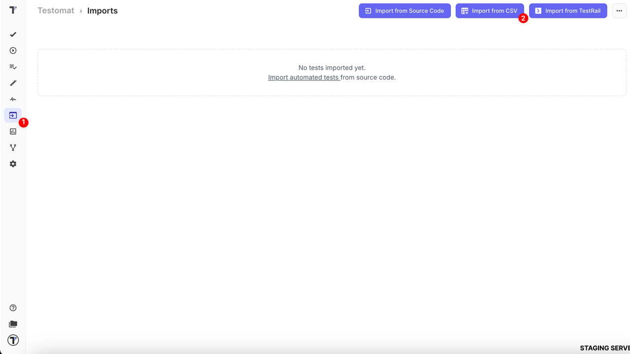 Tests tab with the extra menu