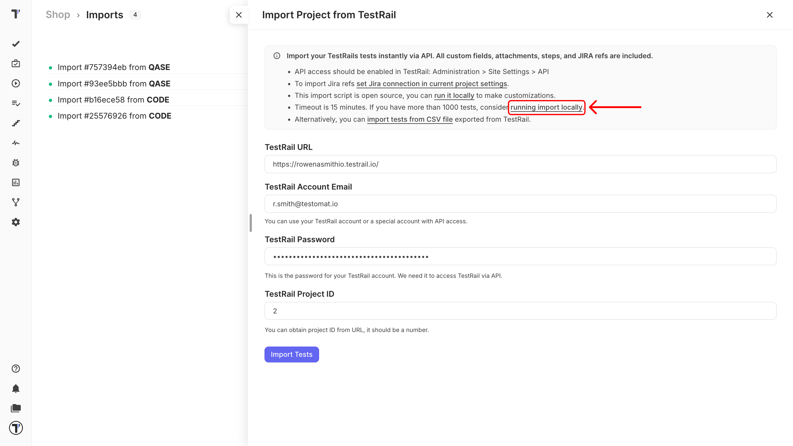 image Import from Testrail via API